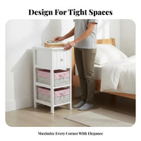 Space-Saving Narrow Rattan Nightstand Slim contour Side Cabinet Woven Drawer Front Household Furniture Minimalist and design for Apartment Dwellers, Students, homeowners, Bedroom, Tight areas, Dorm Room, Office