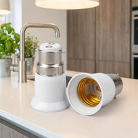 B22 to E27 Heat Resistant Bulb Base Converter for Home Lighting, Single Pack Ceramic Bulb Adaptor with Tapered Base, B22 E27 Household Lighting