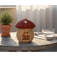 Toadstool-Style Birdhouse Domed Top Rattan Birdhouse Natural Finish