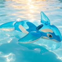 Marine Creature Pool Ride Translucent Inflatable Marine Creature Inflatable Floating Seat with Handles Fun for Children, Beach
