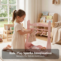 Doll Clothes Rack Rounded Side Panels White Decorative Dots Dots Toy Furniture for Children