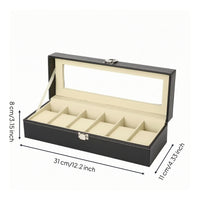 Watch Display Box PU Leather Watch Organizer with Window Dustproof Jewelry Box with Dividers for Collectors, Dresser, Closet