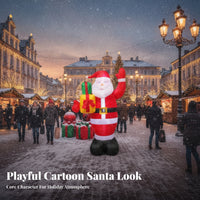 Air-Inflated Inflatable Santa Built-in Fan Giant Inflatable Santa Full-Body Christmas Yard Decor Gift Prop for Indoor Display
