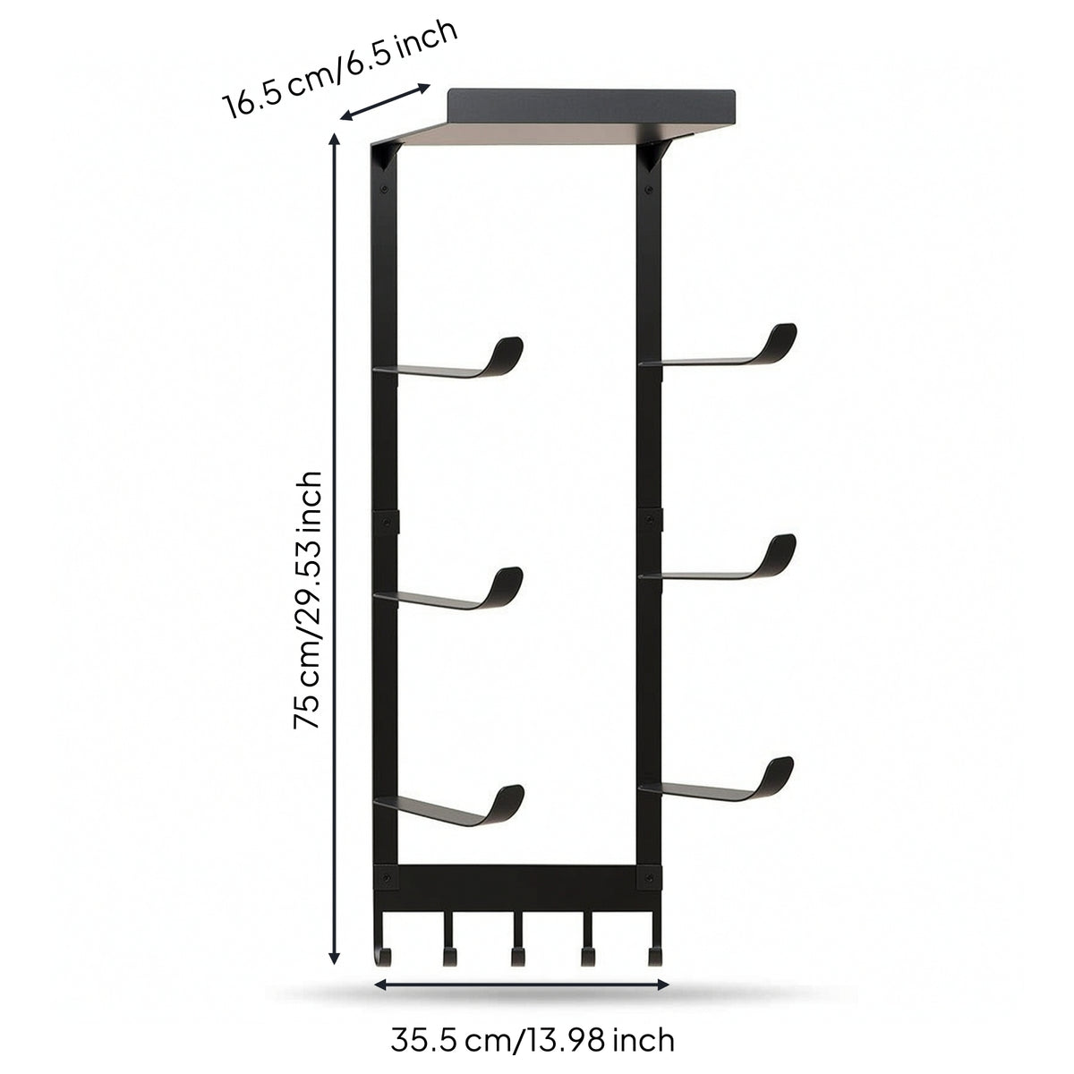 Exercise Mat Storage Rack with Hooks Metal Exercise Mat Wall Holder with Hooks Easy Installation for Yogis, Fitness Enthusiasts, Home Gym, Apartment