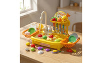 Standing Faucet Running Water Sink Toy Duck Themed Toy Kitchen Sink Detachable Legs Dishwashing Set Yellow