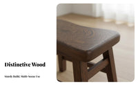 Long-Lasting Chicken Feather Wood Stool Curved Seat Backless Wooden Stool Handmade Household Furniture Easy to Clean for Adults, Families, Homeowners, Living Room, Entryway, Bedroom, Breakfast Nook