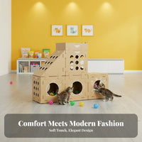 Cardboard Cat House Sturdy Cat Scratcher House Reversible Scratching Surface Pet Supplies for Living Room, Apartment, Playroom