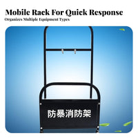 Mobile Security Equipment Rack Multi-Functional Rolling Fire Station Easy Assembly Riot Control Gear Stand for Schools, Banks, Office Buildings