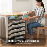 Space-Saving Under Desk Storage Rack Large Capacity Multi-Layer Book Organizer Installation-No-Installation Mobile Bookshelf Easy Assembly for Students, Office Workers, Dormitory, Classroom, Dorm Room, Study