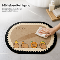 Cartoon Oval Bathroom Mat Absorbent Non-Slip Toilet Floor Rug
