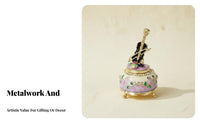 Enameled Finish Violin Jewelry Box Rhinestone Accents Violin Themed Jewelry Box Vintage Design for Music Lovers, Women