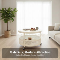 Light Luxury Design 2-Tier Round Rolling Trolley Mobile Design 2-Tier Rolling Trolley Versatile Use Side Table Sturdy Construction for Apartment Dwellers, Interior Decorators, Party Hosts, Living Room, Small Areas, Bedroom, Kitchen