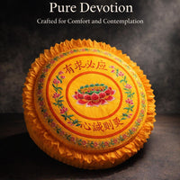 Round Buddhist Prayer Kneeling Cushion Floor Mat, Meditation Pad Thick Padded, Satin Floral Design New Chinese Style for