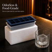 Large Square and Collins Ice Cube Molds for Cocktails and Bar Use, Food-Grade Silicone