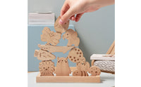 Wooden Animal Stacking Toy Beech Wood Animal Stacking Blocks Wooden Balance Toy Base Tray Children's Plaything
