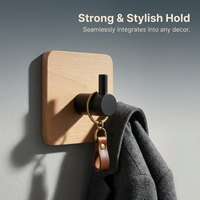 Heavy Duty Wall Hooks, Wood Wall Hooks, Renter Friendly Entryway Hooks, Kitchen Door Home Improvement Utility, Hooks for Coats Hats Bags Keys