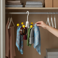 Rotating 6-Claw Hook Hanger for Cabinet Organization - Punch-Free Multi-functional Storage for Bags, Hats, and Underwear