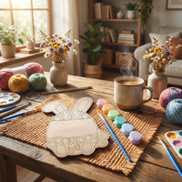 Easter Bunny Wood Painting Fun Set Family Activity Paintable Wooden Bunny Simple Project to Paint DIY Bunny Wood Cutout Set for Families