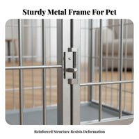 Heavy Duty Dog Cage Easy to Clean Removable Tray Heavy Duty Dog Crate Secure Latching System Steel Pet Cage with Wheels for Medium Dogs, Outdoor
