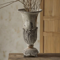 Vase with Pedestal Base Antique-Inspired Vessel Rustic for Tabletop Styling