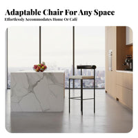 Industrial Look Upholstered High Stool with Backrest Designer Design Bar Chair Modern Minimalist Home Furniture Sturdy Base for Design Enthusiasts, Homeowners, Restaurant Owners, Kitchen Island, Counter, Cafe, Dining Room