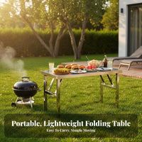 Foldable Design Folding Stainless Steel Table Thickened Tabletop Stainless Steel Work Table Heavy-Duty Portable Furniture No Installation Required for Street Vendors, Professionals, Outdoor Markets, Picnics, Dining Room, Restaurant