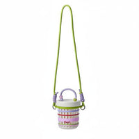 Yogurt Salad Container with Strap Leak-Resistant Portable Fruit Cup Cute Design Snack Container with Colander Insert for Travel