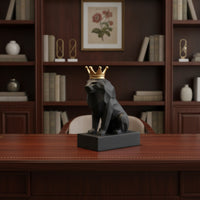 Black Lion Figurine Resin Lion Figurine with Base Decorative Animal Statue Sculpted for Living Room, Office, Desk, Shelf