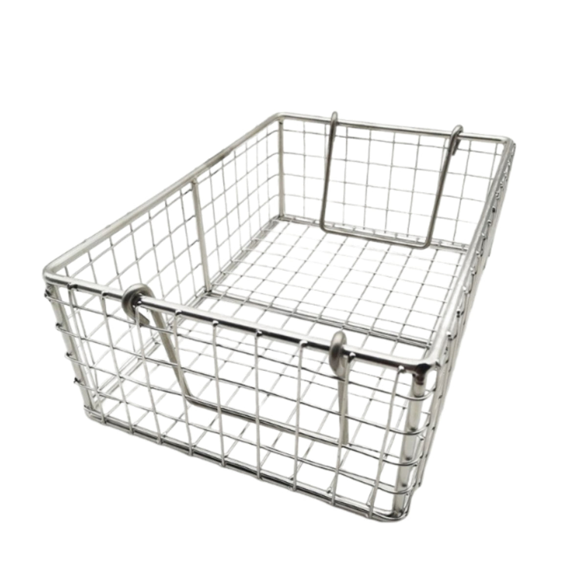 Corrosion-Resistant Stainless Steel Wire Basket Long-Lasting Washing Basket with Handles Reusable Organizer Perforated for Workshop