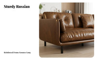 Straight-Line Leather Settee Italian Minimalist aesthetic Sofa Retro Design Living Room Furniture for Apartment Dwellers, Homeowners, Home, Study, Bedroom