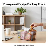 Clear Lidded container adaptable Plastic Container sturdyDuty for Desktop, Kitchen