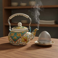 Mongolian Design Enamel Teapot Decorative Vintage Design Water Kettle Vintage Enamelware Pot Resistant Kitchenware