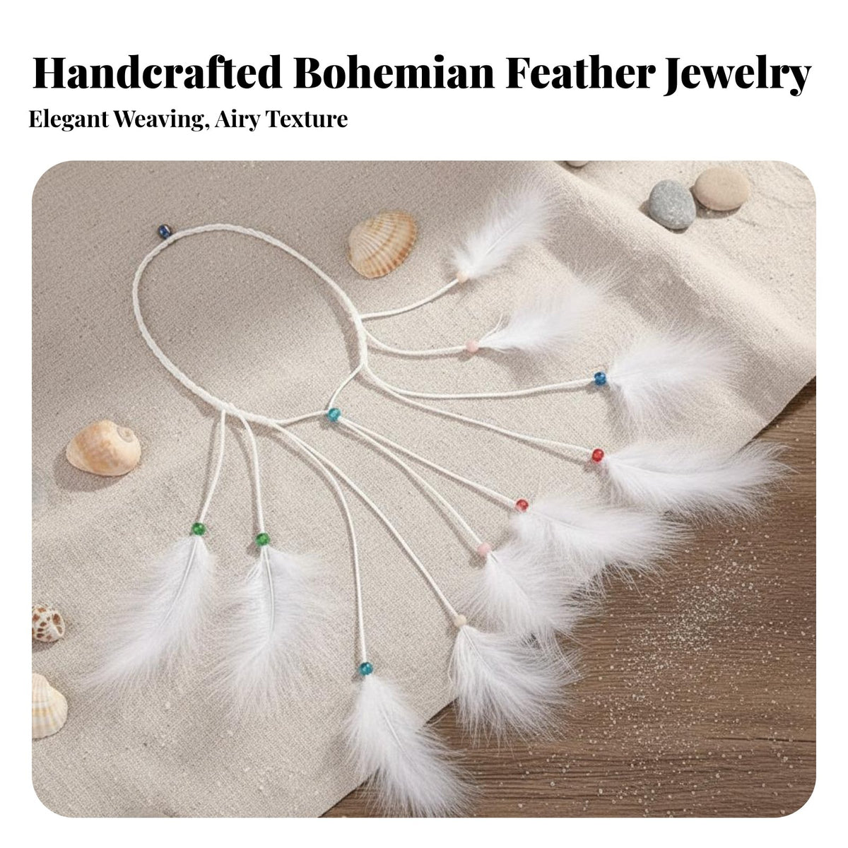 Feather Headband Ethnic Influenced Bohemian Feather Headdress Adjustable Size Bohemian Tassel Hairband for Women, Girls, Vacation, Festivals, Parties