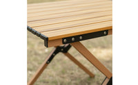 Foldable Roll-up Camping Table Lightweight Wood Grain Folding Table Sturdy Stable for Campers, Vendors, Market Stall