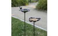 Vintage Aesthetic Cast Iron Bird Feeder Stake Weather Resistant Decorative Garden Stake Flower Shaped Bird Bath for Gardeners, Yard, Patio, Lawn