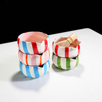 Ceramic Painted Striped Matcha Tea Set with Whisk Accessories