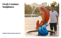 Creature Water Spitter Statue Luminous Animal Water Feature Statue Weather-Resistant Fiberglass Pond Spitter for Gardeners, Amusement Parks, Gardens