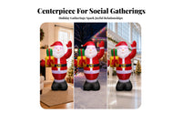 Printed and Sewn Santa with Gift Bag Smooth Inflated Panels Inflatable Santa Father Christmas Raised Arm Holiday Decoration