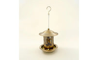 Outdoor Bird Feeder with Tray Metal Hanging Bird Feeder Decorative Bronze for Nature Lovers, Garden, Yard, Patio