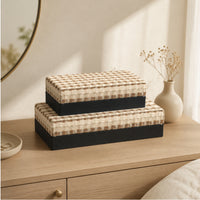Storage Box with Lid Rigid Lidded Organizer Compact Rectangular Bin with Lid for Dressing Table, Bedroom