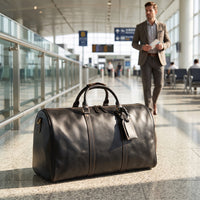 Large Duffel Bag with Shoe Compartment Crossbody Leather Travel Duffel Zippered Leather Weekend Bag Adjustable for Travelers