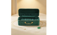 Bracelet Storage Case Zipper Closure Velvet Bracelet Box Gold-Tone Handle Travel-Friendly Jewelry Case
