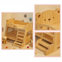 Doll Bed with Stairs Rounded Corners Dollhouse Bunk Bed Furniture for Young Children, Pretend Play
