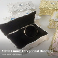 Enamel Finish Vintage Metal Jewelry Box Exquisite Handcraft European Design Jewelry Case Jeweled Accent for Women, Dressing Table, Vanity