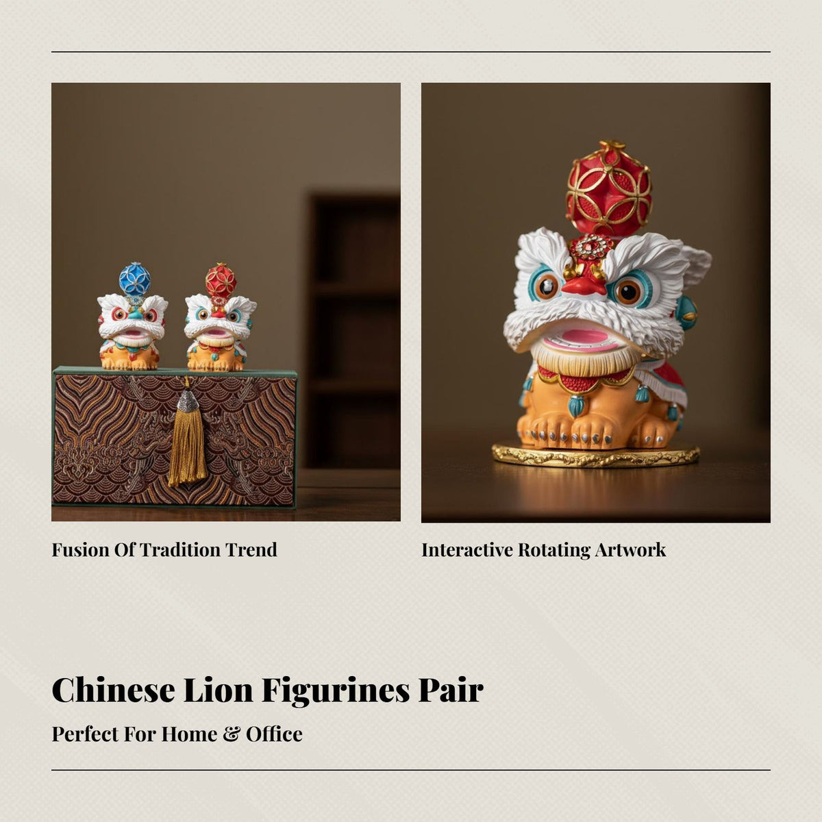 Lion Dance Table Ornament, traditional style, resin craft, creative birthday gift, office, home