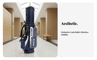 Golf Stand Bag with Wheels Large Capacity Retractable Athletic Gear Carrier Bag Double Shoulder Straps