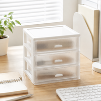 Desktop Storage Letter Case, Document Case, 3 Drawers, Desk Organizer, Plastic, 18L