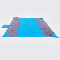 Picnic Blanket and Waterproof Camping Mat for Outdoor Activities, Extra Large Sandproof Beach Blanket with Stakes, Polyester Camping Gear, Blue