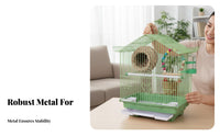 Large Size Rolling Parrot enclosure Breeding Design avian Enclosure sturdy Metal Construction Aviary Spacious Interior for Indoors, Living Room, Home