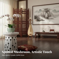 Chinese design spotted Mushroom Seat Multi-Functional Ceramic Stool Glazed Finish Plant Stand for Guesthouse Owners, Interior Designers, Homeowners, Living Room, Bedroom, Balcony, Entryway